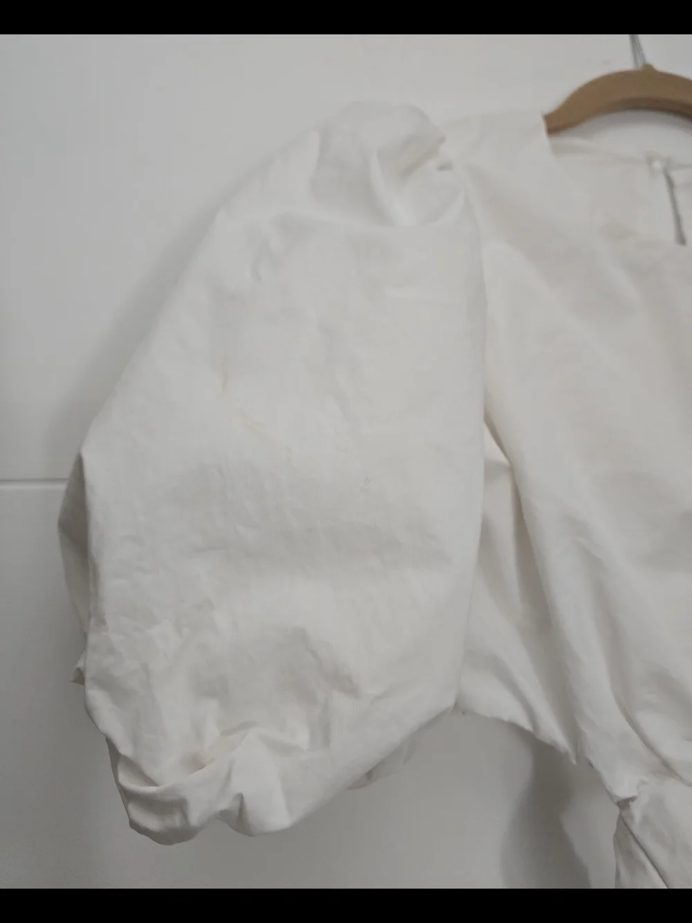 Zara White Cotton Puff Sleeve Crop Top Cutout Open Back Size L